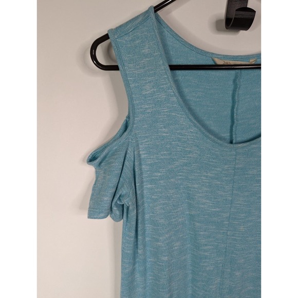 Soft Surroundings Womens M Sky Blue Cold Shoulder Maxi Dress w Pockets - Picture 3 of 7